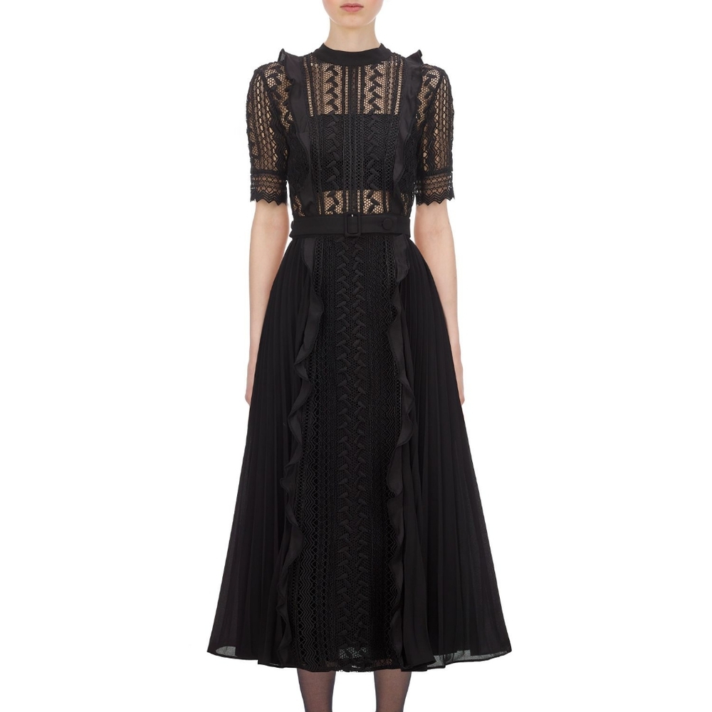Self-Portrait Black Lace Midi Dress